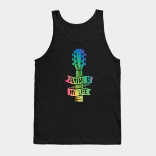 Guitar is My Life Acoustic Guitar Headstock Colorful Theme Tank Top